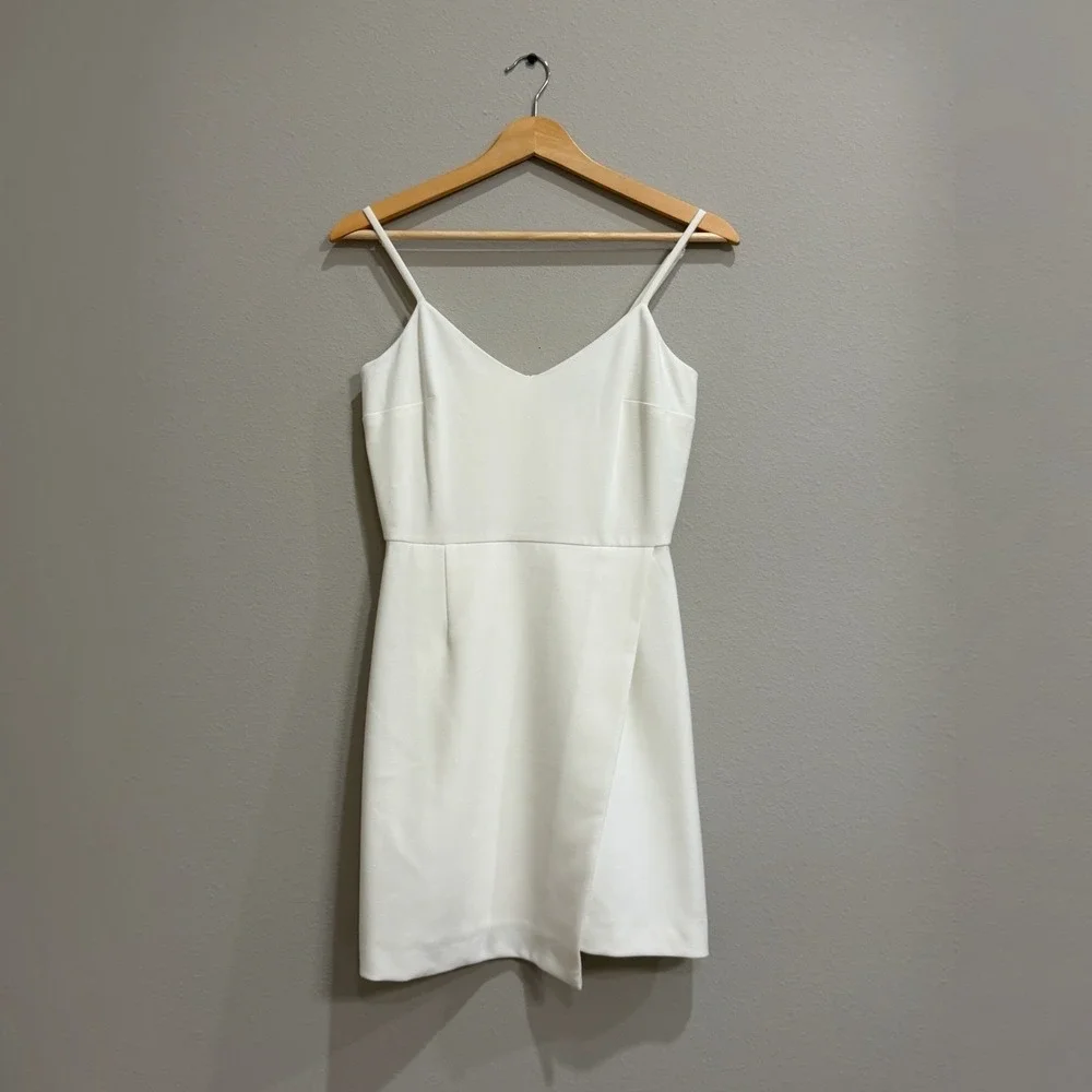 French Connection‎ Whisper White Faux Wrap Mini Dress Size 2 Spaghetti Strap
